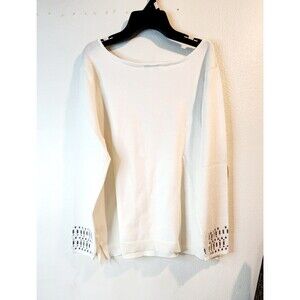 Jacqueline Smith Collection 2XL Long Sleeve with sparkle Sweater Pullover white